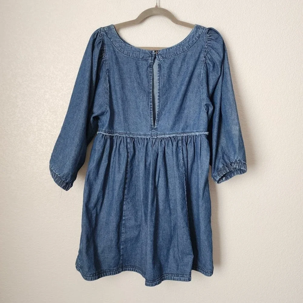 FREE PEOPLE Get Obsessed Denim Babydoll Mini Dress artsy casual denimcore XS - Picture 8 of 8